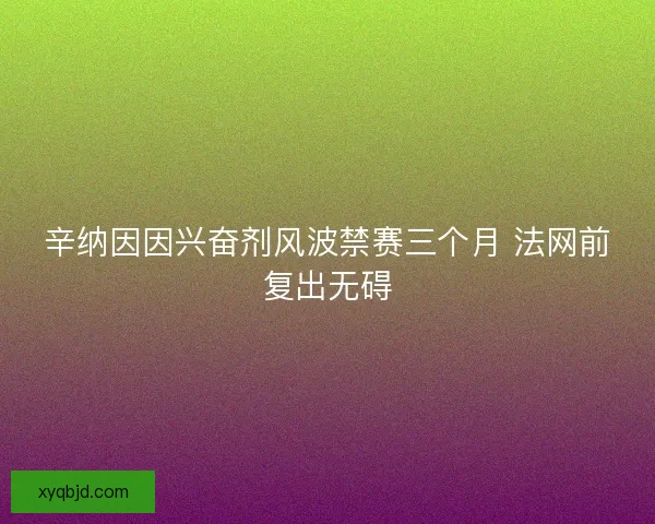 辛纳因因兴奋剂风波禁赛三个月 法网前复出无碍